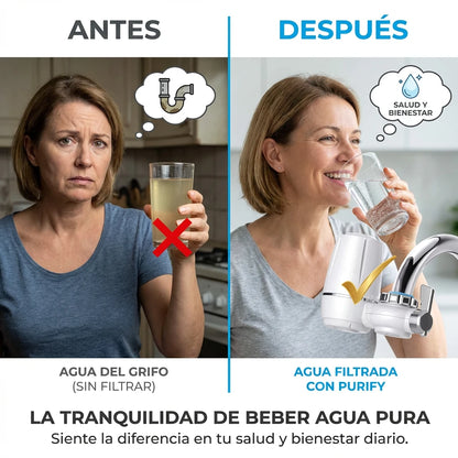 Purify Original™ - Asegurate que el agua que usa diariamente esta libre de químicos e impurezas. (El filtro incluido GRATIS cubre 6 meses completo + Instalación universal para cualquier grifo)
