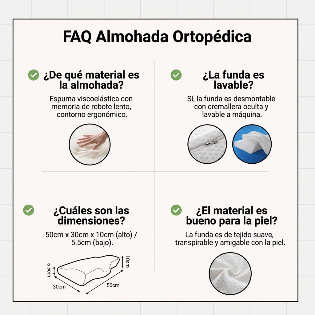 1 + 1 GRATIS Almohada Viscoelástica Ergosleep™ | La única almohada del mercado con forma de U para que tu cuello descanse de verdad (Incluye 30 noches de prueba y fundas) *Medidas: 31 x 11 x 50 cm