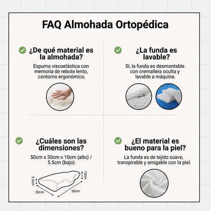 1 + 1 GRATIS Almohada Viscoelástica Ergosleep™ | La única almohada del mercado con forma de U para que tu cuello descanse de verdad (Incluye 30 noches de prueba y fundas) *Medidas: 31 x 11 x 50 cm