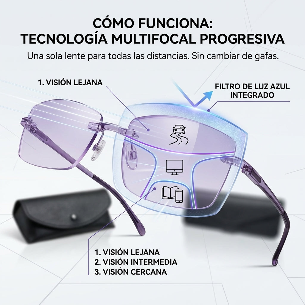 Blueyes™ - Las únicas gafas con tecnologia V3 que se adapta a tu ojo para ver de cerca media y larga distandia sin gastar una fortuna. (SOLO HOY FUNDA DE CUERO GRATIS). l.e