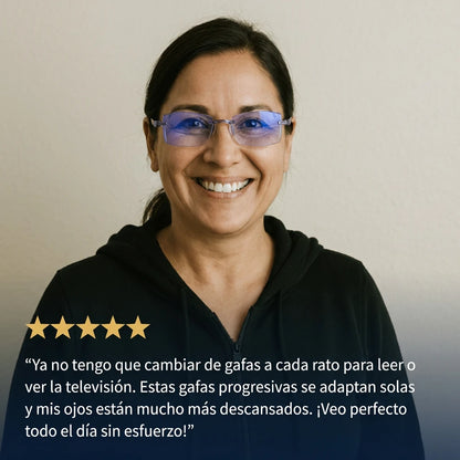 Gafas Blu Progresivas Inteligentes™ - Visión de cerca, intermedia y lejos en una sola gafa (No necesita graduación, incluye funda de cuero y PRUEBA GARANTIZADA de 30 DÍAS) l.p