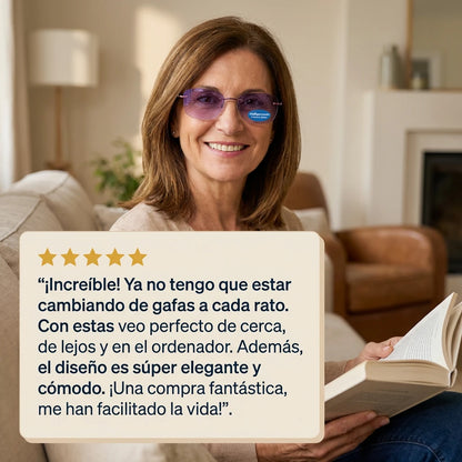 Gafas Blu Progresivas Inteligentes™ - Visión de cerca, intermedia y lejos en una sola gafa (No necesita graduación, incluye funda de cuero y PRUEBA GARANTIZADA de 30 DÍAS) l.p
