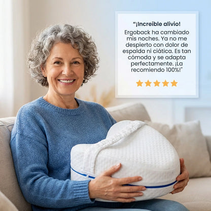 Almohada ErgoBack™ - La primera almohada viscoelástica con tecnología curve que elimina el dolor de espalda y alivia tu ciáticia desde la primera noche. (Hoy incluye GRATIS plantillas ortopédicas de gel talla adaptable)