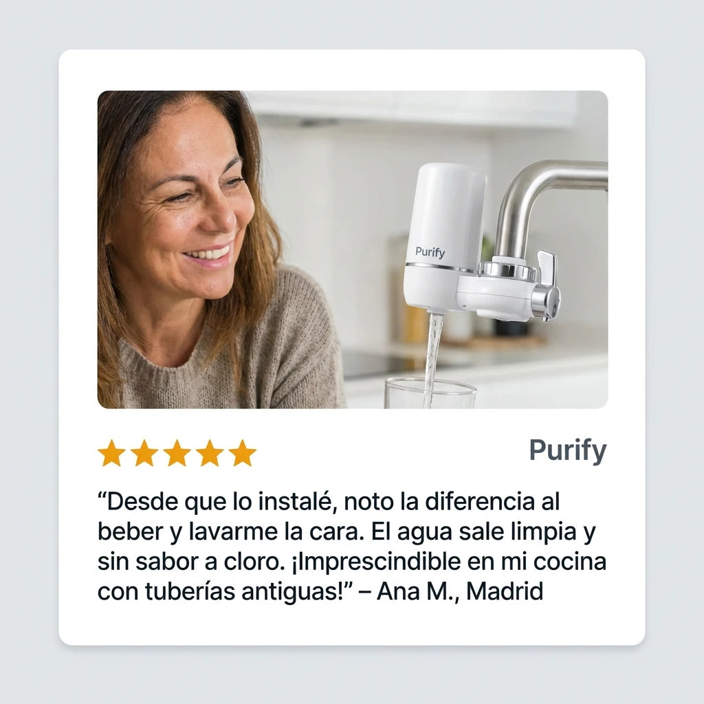Purify Original™ - Asegurate que el agua que usa diariamente esta libre de químicos e impurezas. (El filtro incluido GRATIS cubre 6 meses completo + Instalación universal para cualquier grifo)