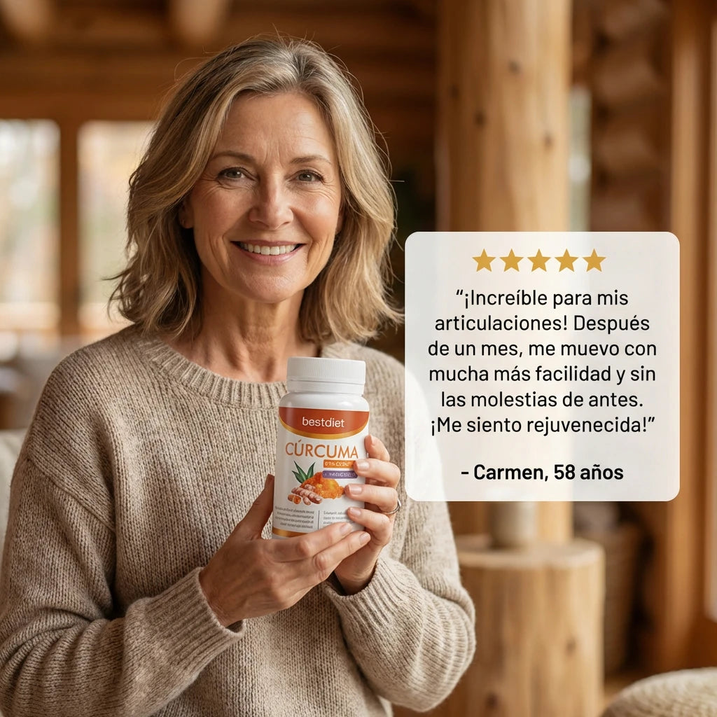 1 + 1 GRATIS | Bestdiet Cúrcuma MG™ - El remedio natural para eliminar la inflamación y dolor articular al completo. Avalado por más de 1000 estudios. (Nueva formulación 2026 con Manganeso para cuidar los huesos). 30 capsulas por bote.