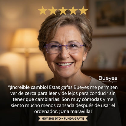 Blueyes™ - Las únicas gafas con tecnologia V3 que se adapta a tu ojo para ver de cerca media y larga distandia sin gastar una fortuna. (SOLO HOY FUNDA DE CUERO GRATIS). l.e