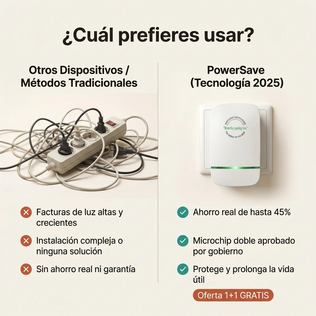 1 + 1 GRATIS | PowerSAVE™ - Elimina los picos de tensión y ahorra en la factura de la luz. *No tienes que hacer mantenimiento. TB