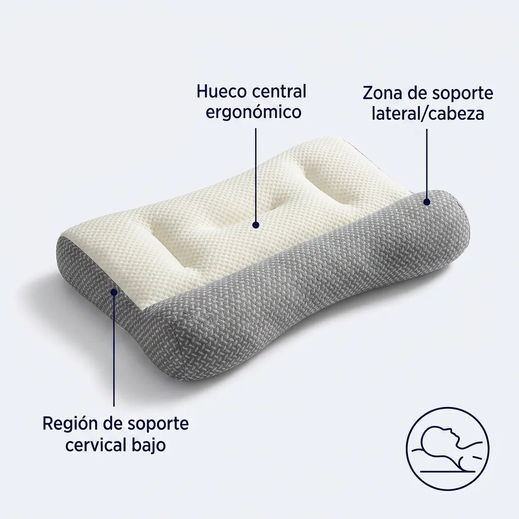 1+1 GRATIS | COMFORTSLEEP PREMIUM™ - La única almohada viscoelástica del mercado con soporte para la curvatura del cuello. (Incluye fundas GRATIS + 30 noches de prueba) *Medidas: 8x45x80cm