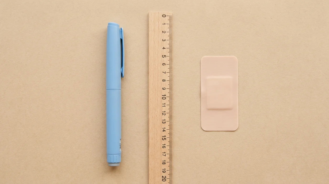 Comparativa cenital pluma inyectable 16cm vs parche VITA 5cm
