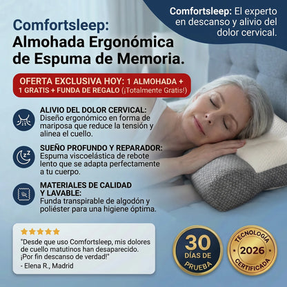 1+1 GRATIS | CONFORTSLEEP™ - La primera almohada ergonómica con viscoelástico que ELIMINA el dolor de cuello en 2 noches. (funda GRATIS + 30 días de garantía)-ENVÍO GRATIS