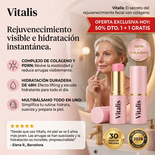 1+1 GRATIS | Bálsamo VITALIS™- El único bálsamo rejuvenecedor con péptidos de colágeno que cuida tu piel y te hace ver 5 años más joven desde la primera aplicación (Cada bote dura 2 meses y todo son ingredientes NATURALES)