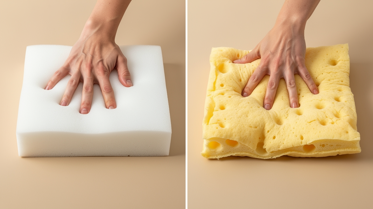Comparativa memory foam alta densidad ComfortSleep vs memory foam barata aplastada