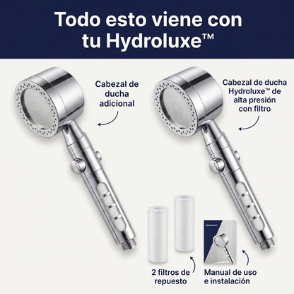 1 + 1 GRATIS | Ducha ORIGINAL HYDROLUXE Cromada™ - La única ducha del mercado que ELIMINA la cal y el claro al 99% para una ducha sin toxicos (Hoy Incluye 2 filtros extras GRATIS para cubrir 1 año) *Instalación fácil y universal