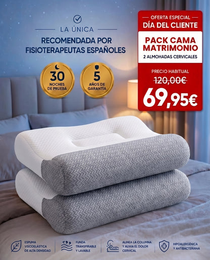 1+1 GRATIS | ComfortSleep Original™ - La almohada viscoelástica con reborde frontal. (Incluye fundas). *(Descansaras mejor o te devolvemos cada euro).