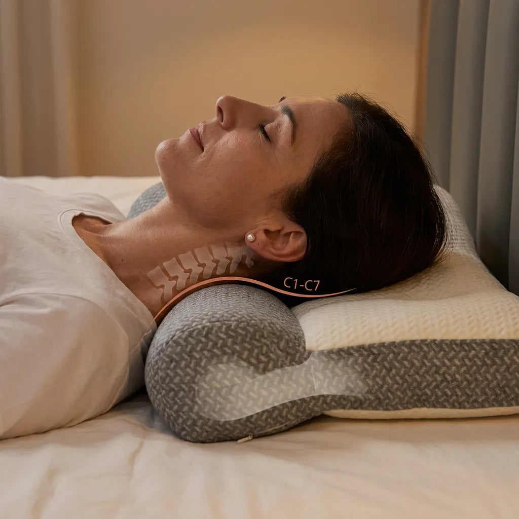 1+1 GRATIS | ComfortSleep Original™  - La almohada viscoelastica con el reborde frontal para descansar tu cuello. (Incluye fundas y 30 noches de prueba)