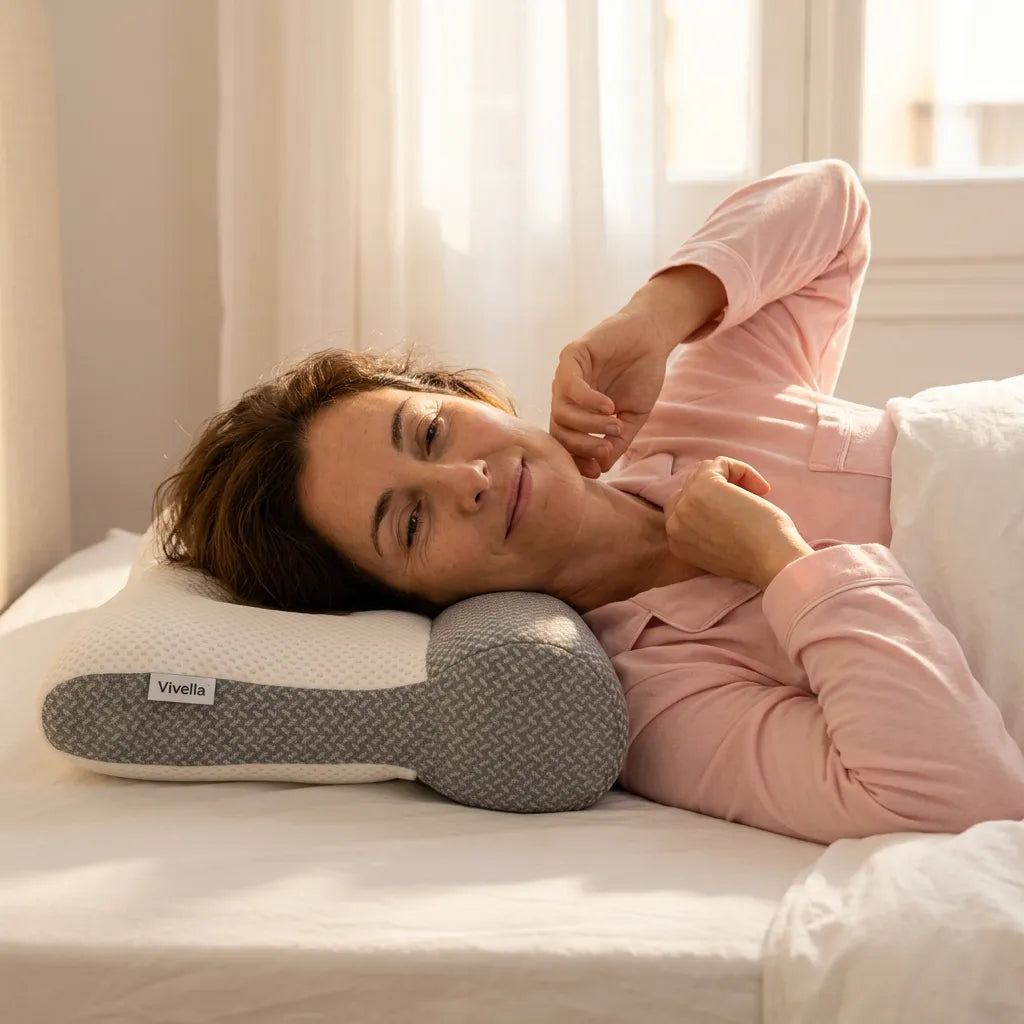 1+1 GRATIS | ComfortSleep Original™  - La almohada viscoelastica con el reborde frontal para descansar tu cuello. (Incluye fundas y 30 noches de prueba)