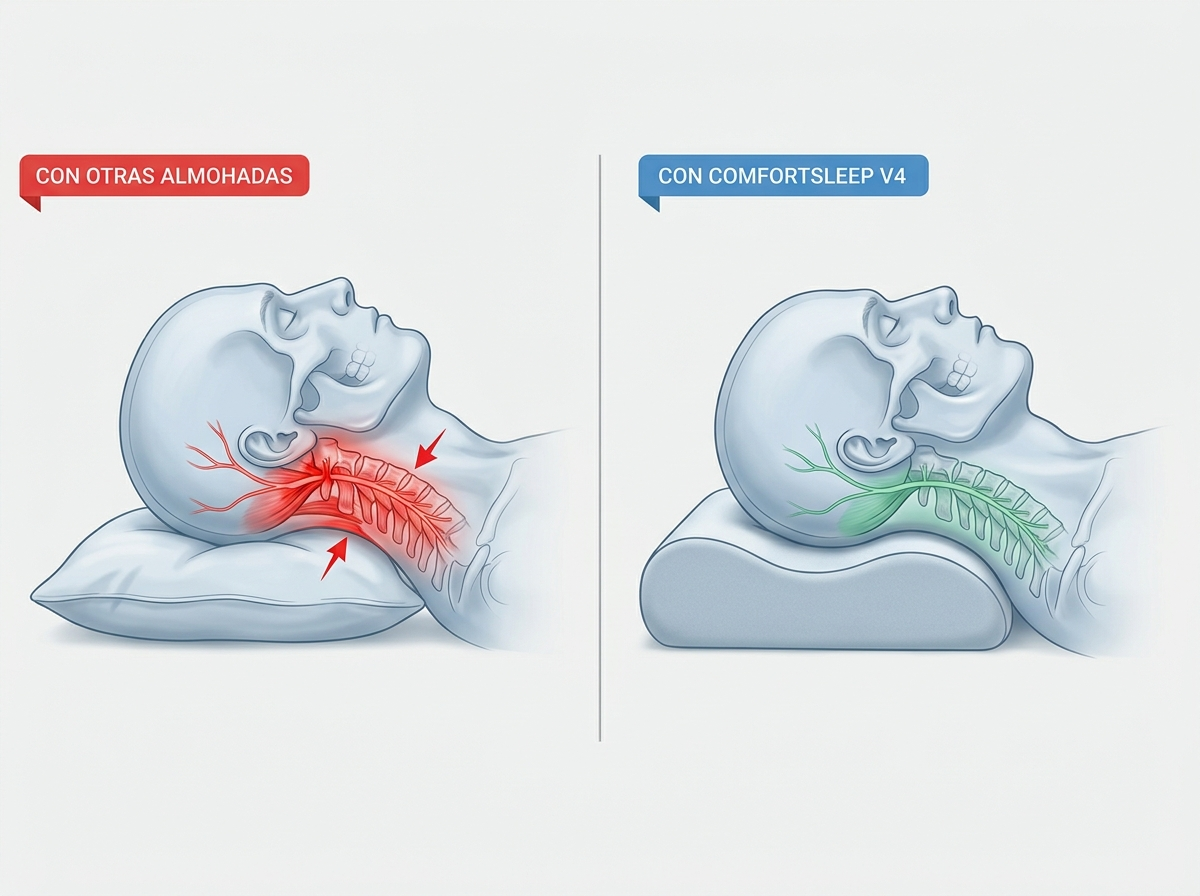 1+1 GRATIS | ComfortSleep Original™  - La almohada viscoelastica con el reborde frontal para descansar tu cuello. (Incluye fundas y 30 noches de prueba)