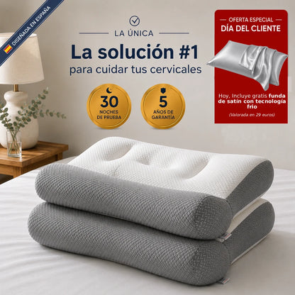 ComfortSleep Original™ + Funda GRATIS | La almohada que elimina el dolor de cuello en 7 noches gracias a su reborde frontal. (Funda muy fresca para VERANO). *(Descansaras mejor o te devolvemos cada euro).