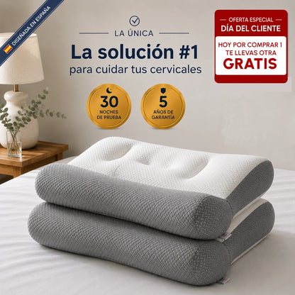2 x ComfortSleep Original™ | La almohada que elimina el dolor de cuello en 7 noches gracias a su reborde frontal. (Incluye fundas GRATIS). *(Descansaras mejor o te devolvemos cada euro).
