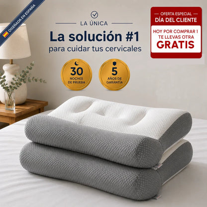 2 x ComfortSleep Original™ | La almohada que elimina el dolor de cuello en 7 noches gracias a su reborde frontal. (Incluye fundas GRATIS). *(Descansaras mejor o te devolvemos cada euro).