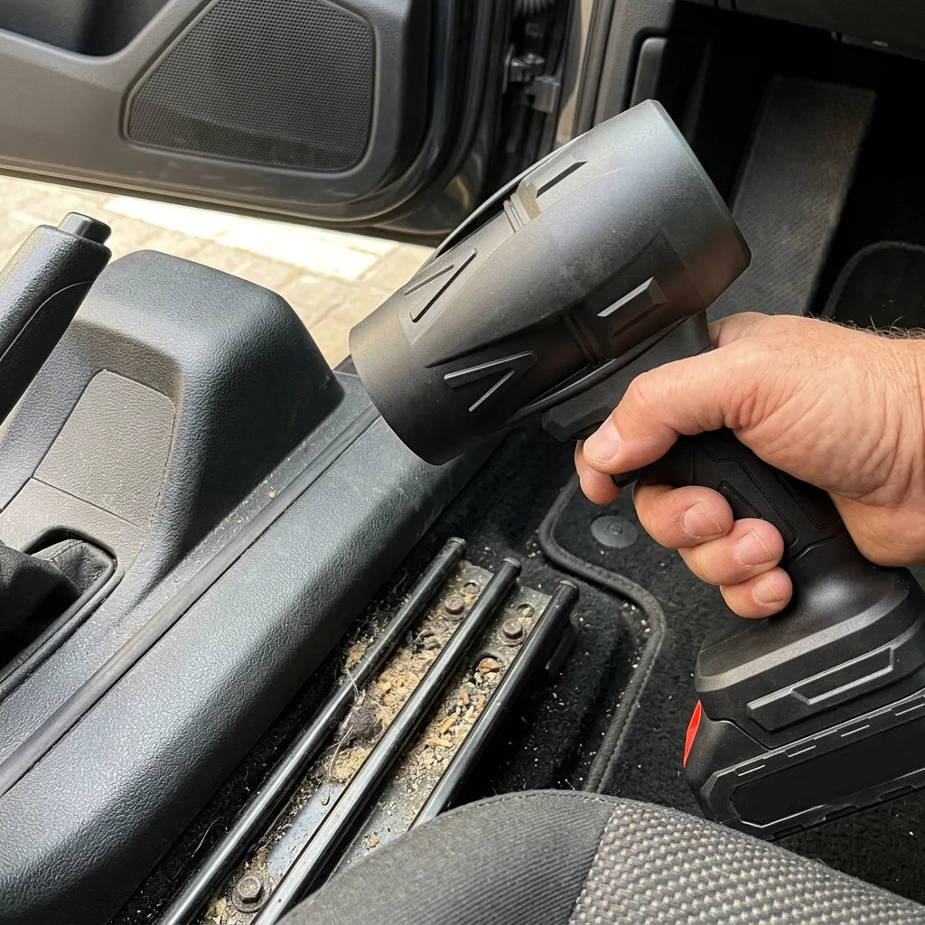 Turbojet limpiando rail del asiento del coche