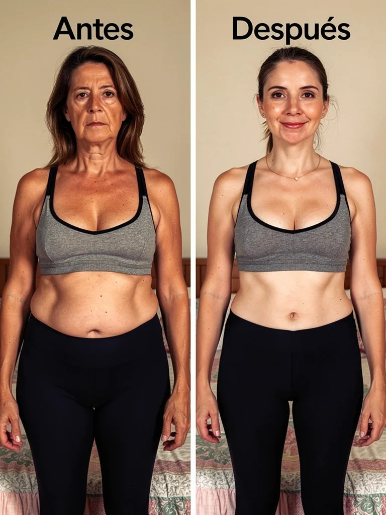 Antes y despues realista de una mujer de 56 anos tras varias semanas