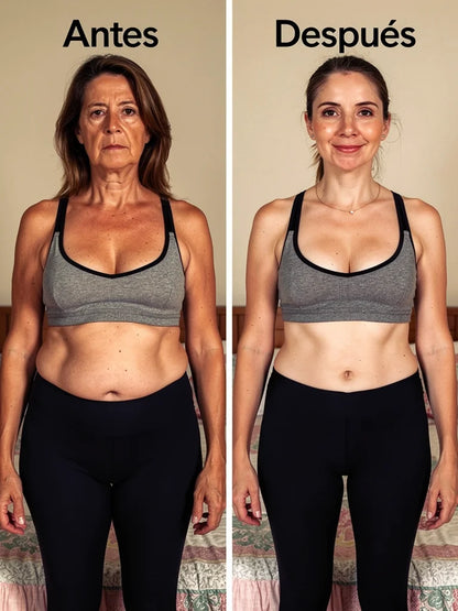 Antes y despues realista de una mujer de 56 anos tras varias semanas